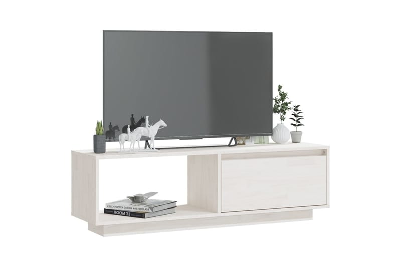 TV-bänk vit 110x30x33,5 cm massiv furu - Vit - Möbler - Tv möbel & mediamöbel - TV bänk & mediabänk