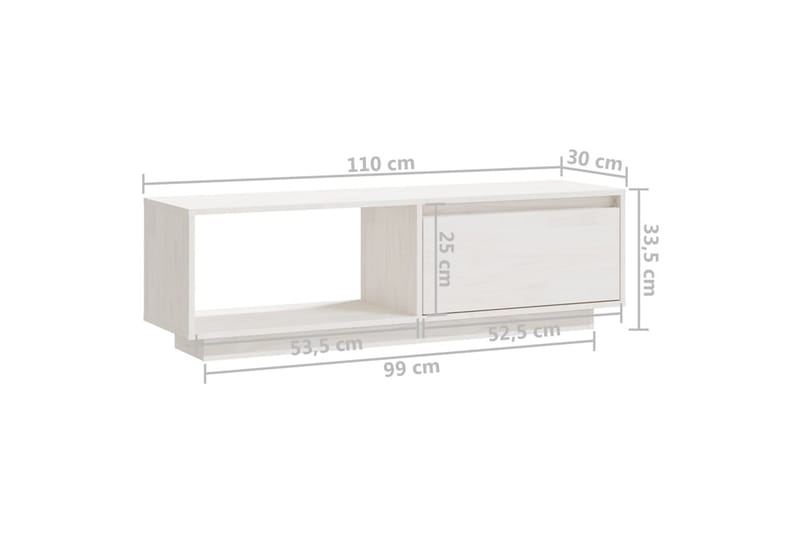 TV-bänk vit 110x30x33,5 cm massiv furu - Vit - Möbler - Tv möbel & mediamöbel - TV bänk & mediabänk