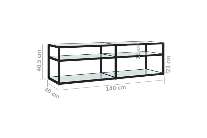 TV-bänk vit marmor 140x40x40,5 cm härdat glas - Vit - TV bänk & mediabänk