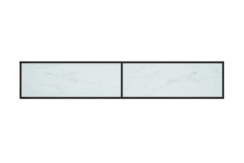 TV-bänk vit marmor 220x40x40,5 cm härdat glas - Vit - TV bänk & mediabänk