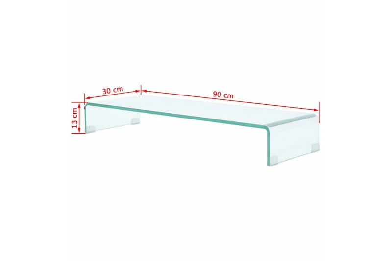TV-bord klarglas 90x30x13 cm - Transparent - TV hylla