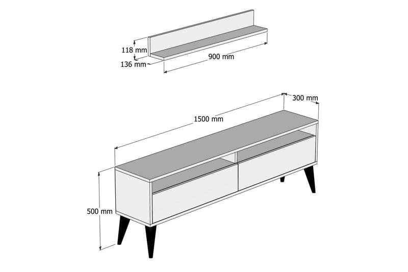 Hoptrup TV-Möbelset 150 cm - Valnöt/Brun - TV-möbelset