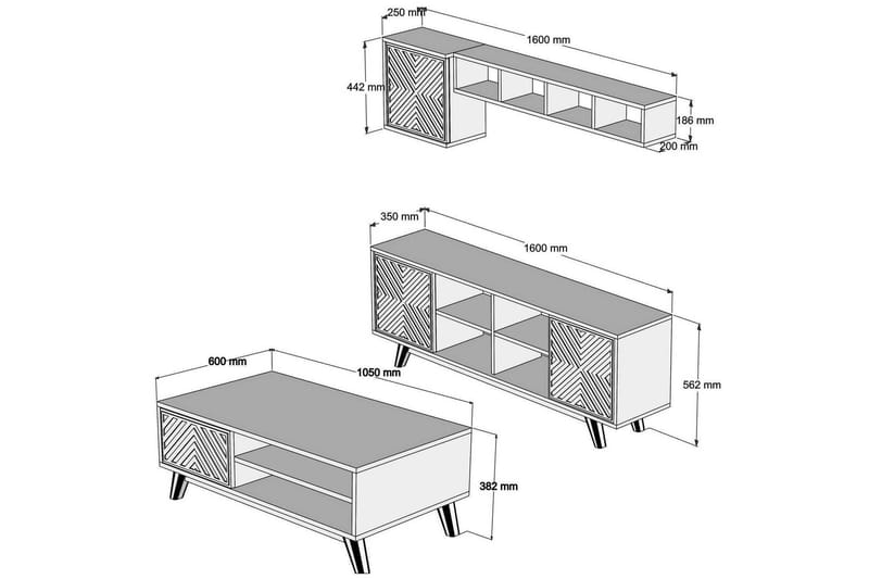 Hovdane TV-Möbelset 160 cm - Brun/Vit - Möbler - Tv möbel & mediamöbel - TV-möbelset