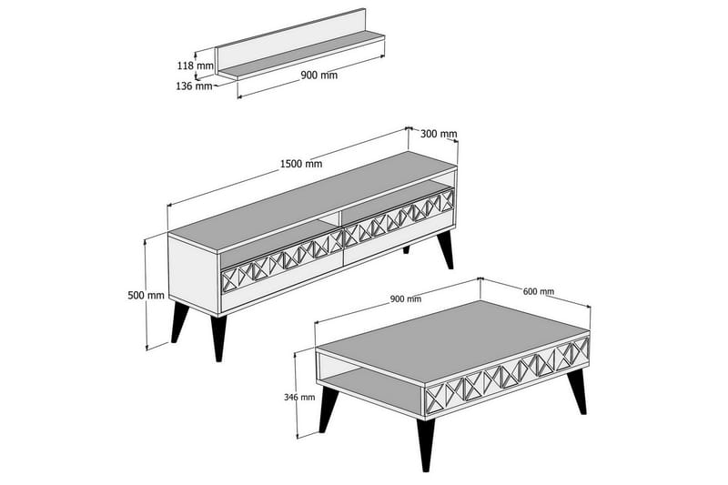 Muennink Vardagsrumsset 150 cm - Valnöt - TV-möbelset