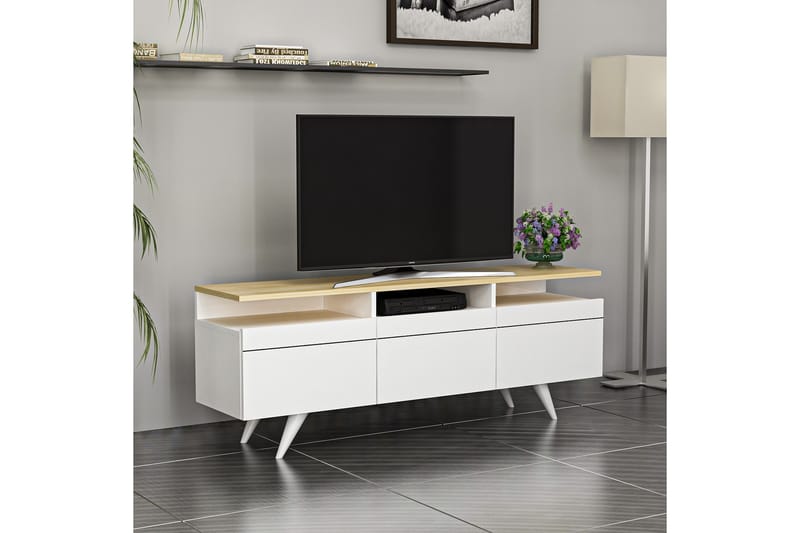 TV-möbelset 35x150 cm 3 Skåp - Vit - TV-möbelset