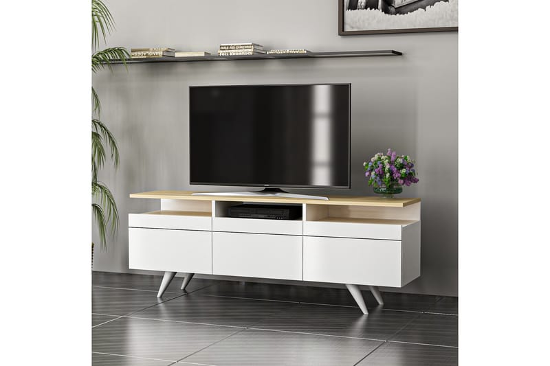 TV-möbelset 35x150 cm 3 Skåp - Vit - TV-möbelset