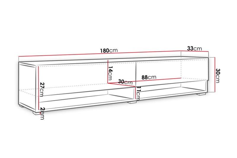 Brya Tv-skåp 180 cm RGB LED - Vit - TV skåp