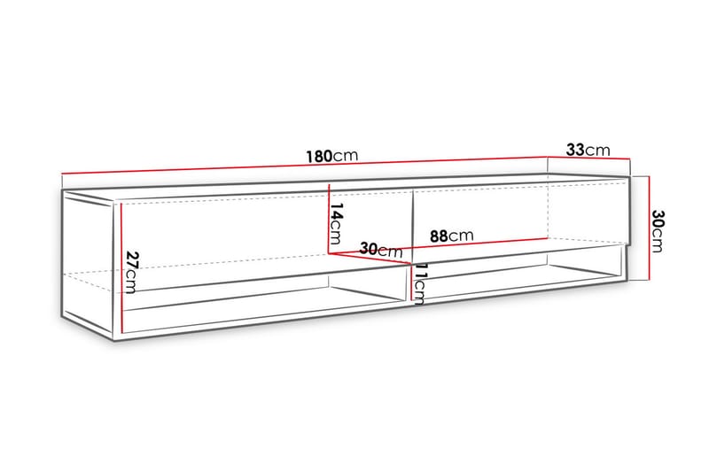 Brya Tv-skåp 180 cm RGB LED - Vit - TV skåp