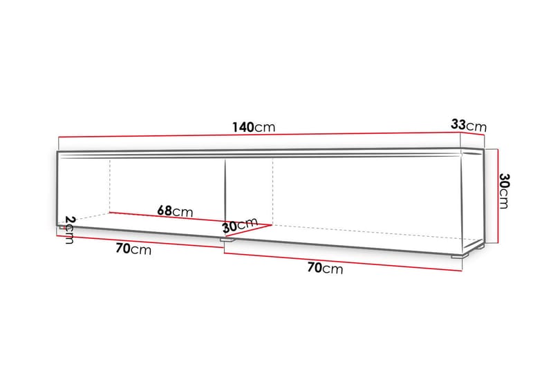 Cuguen TV-bänk 140 cm LED-belysning - Vit/Vit LED - Möbler - Tv möbel & mediamöbel - TV bänk & mediabänk