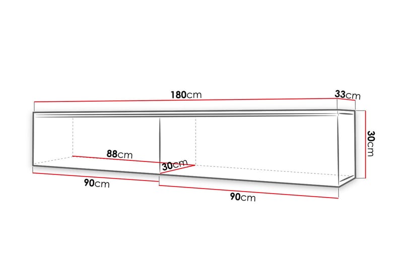 Cuguen Tv-skåp 180 cm Vit LED - Ljus Natur - TV skåp