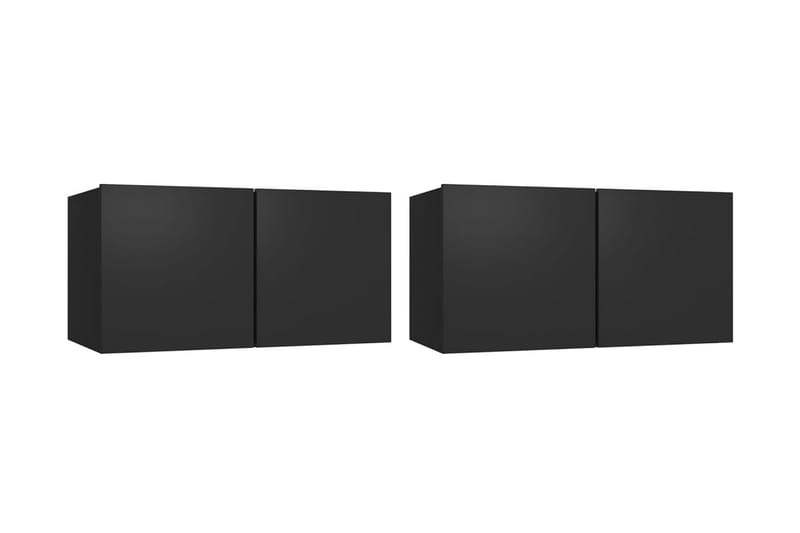 Hängande TV-skåp 2 st svart 60x30x30 cm - Svart - TV skåp