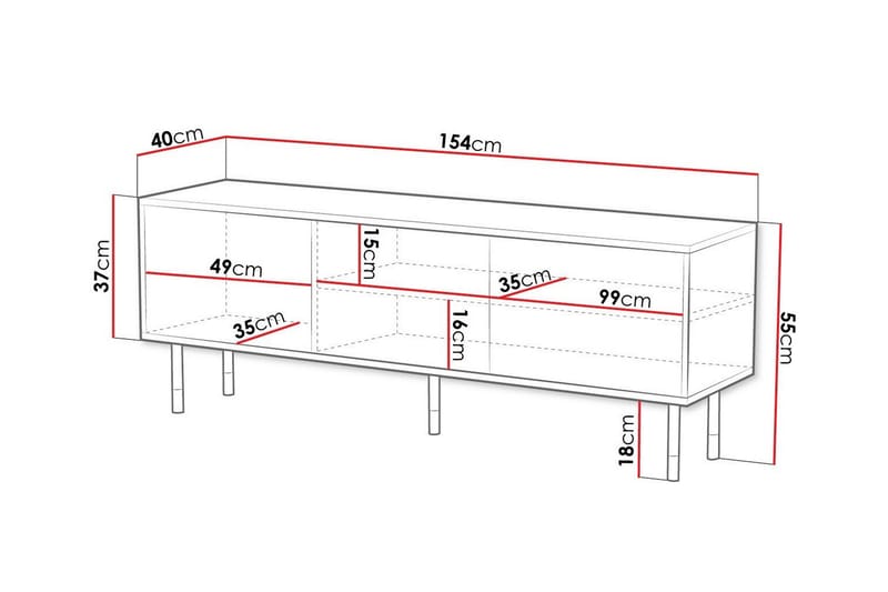 Juniskär Tv-skåp 154 cm - Svart - TV skåp