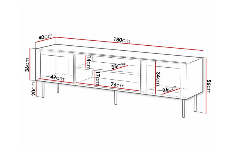 Juniskär Tv-skåp 180 cm - Svart - TV skåp