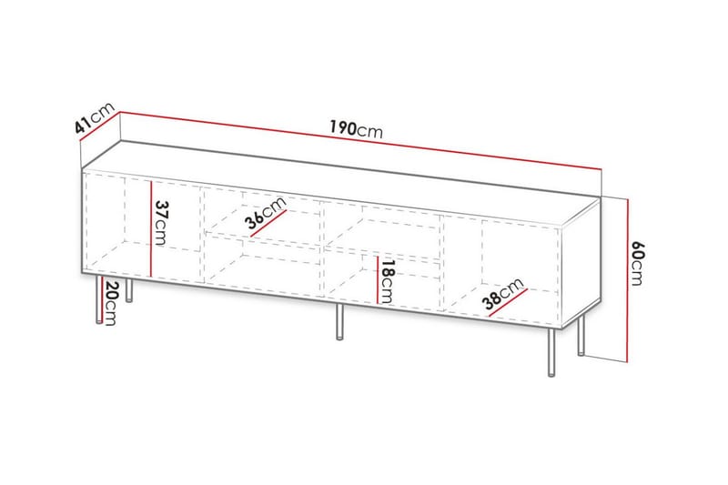 Juniskär Tv-skåp 190 cm - Vit - TV skåp