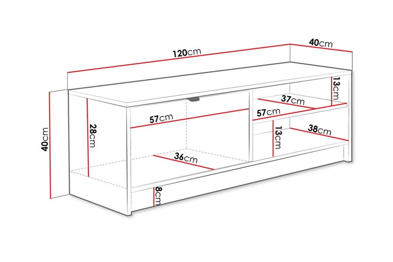 Kintore Tv-skåp 120 cm - Svart - TV skåp