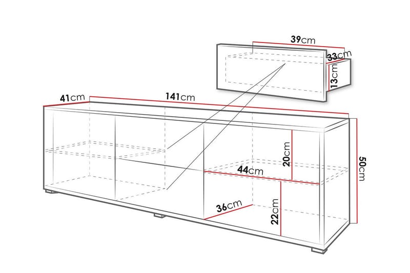 Kintore Tv-skåp 141 cm - Vit - TV skåp