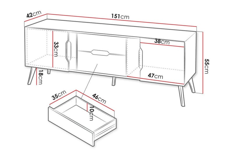 Kintore Tv-skåp 151 cm - Svart - TV skåp