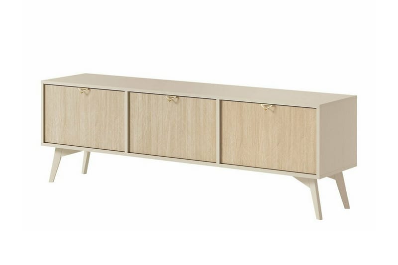 Klinkerville Tv-skåp - Med förvaring x 3 - Ljus trä - D28xH32xH158 cm - Beige - Möbler - Tv möbel & mediamöbel - TV skåp