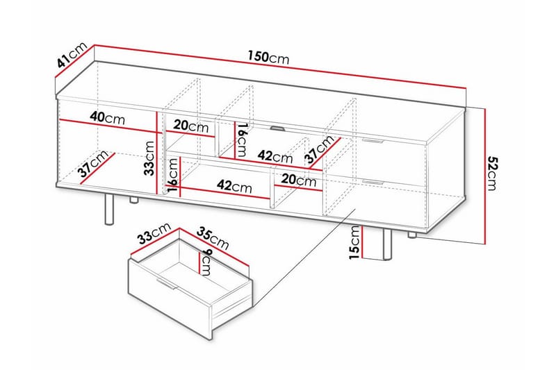 Staffin Tv-skåp 150 cm - Svart - TV skåp