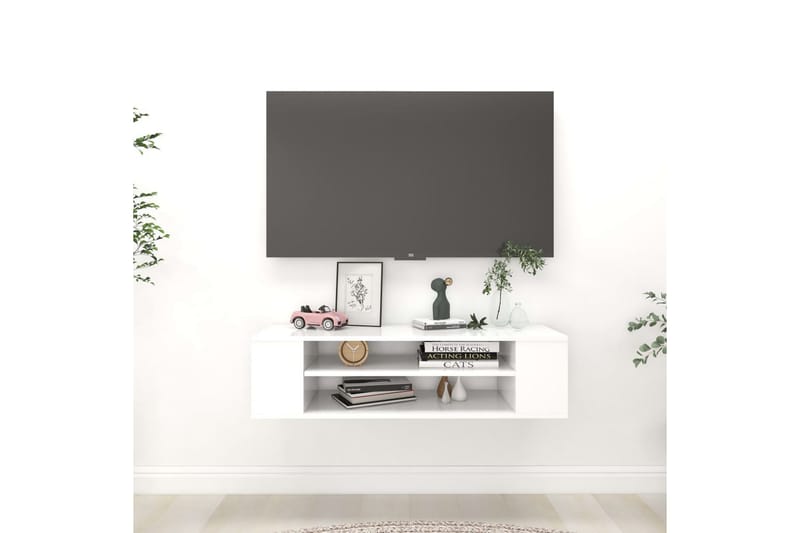 TV-väggskåp vit 100x30x26,5 cm spånskiva - Vit - Möbler - Tv möbel & mediamöbel - TV skåp