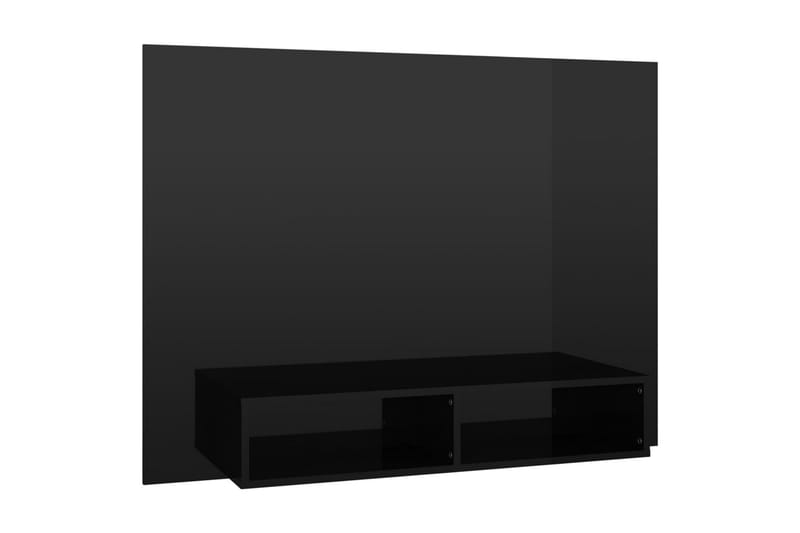 Väggmonterat tv-skåp svart högglans 120x23,5x90 cm spånskiva - Svart - TV skåp