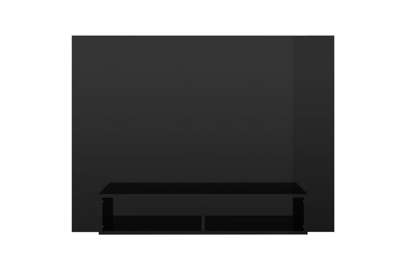 Väggmonterat tv-skåp svart högglans 120x23,5x90 cm spånskiva - Svart - TV skåp