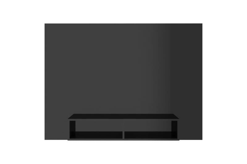 Väggmonterat tv-skåp svart högglans 135x23,5x90 cm spånskiva - Svart - TV skåp