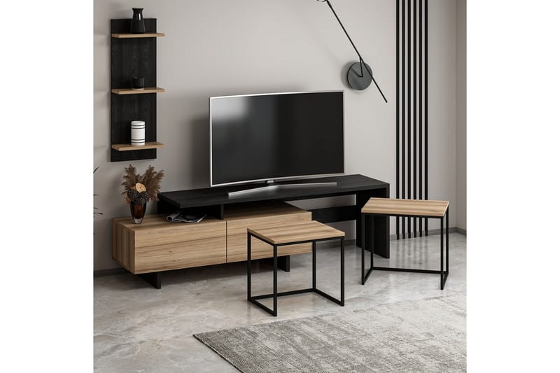 Veradia Tv-bänk 180 cm - Svart - Möbler - Tv möbel & mediamöbel - TV bänk & mediabänk