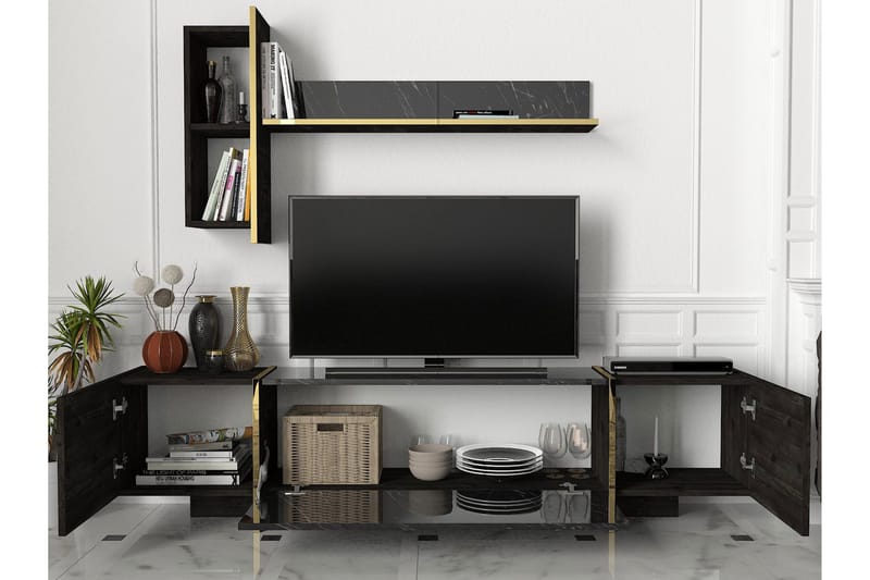 Veyron Tv-bänk 103,8 cm - Svart/Guld - Möbler - Tv möbel & mediamöbel - TV bänk & mediabänk