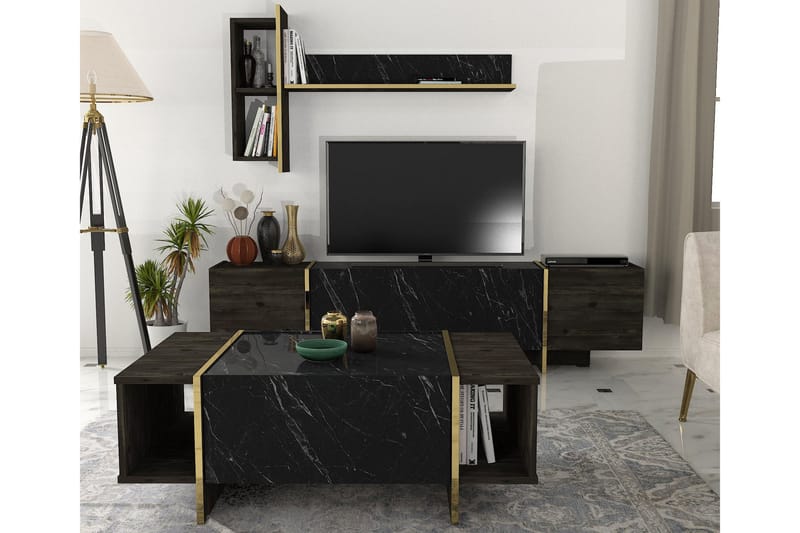 Veyron Tv-bänk 103,8 cm - Svart/Guld - Möbler - Tv möbel & mediamöbel - TV bänk & mediabänk