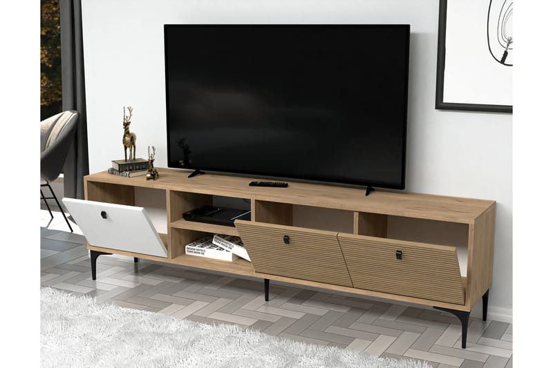 Vision Tv-bänk 180 cm - Vit/Ek - Möbler - Tv möbel & mediamöbel - TV bänk & mediabänk