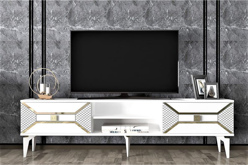 Yumedi Tv-bänk 150 cm - Vit/Guld - Möbler - Tv möbel & mediamöbel - TV bänk & mediabänk