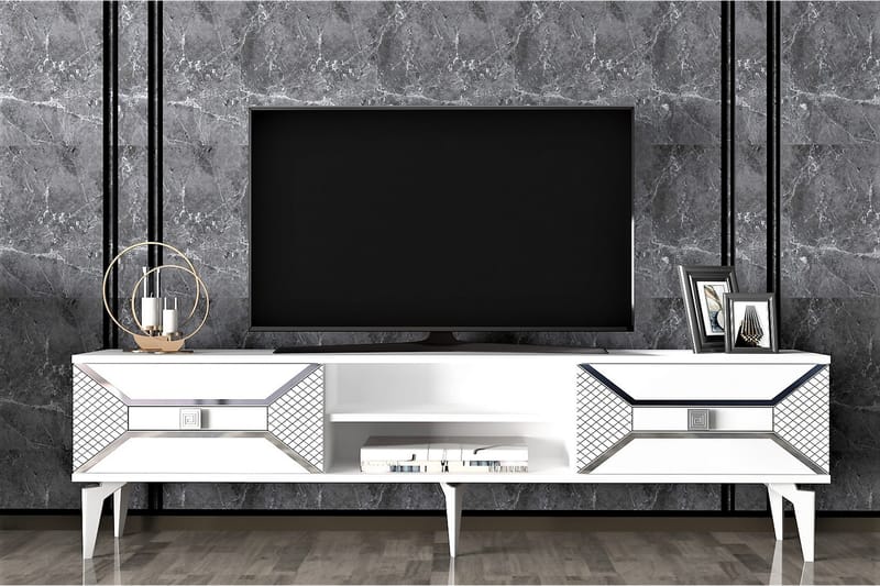 Yumedi Tv-bänk 150 cm - Vit/Silver - Möbler - Tv möbel & mediamöbel - TV bänk & mediabänk