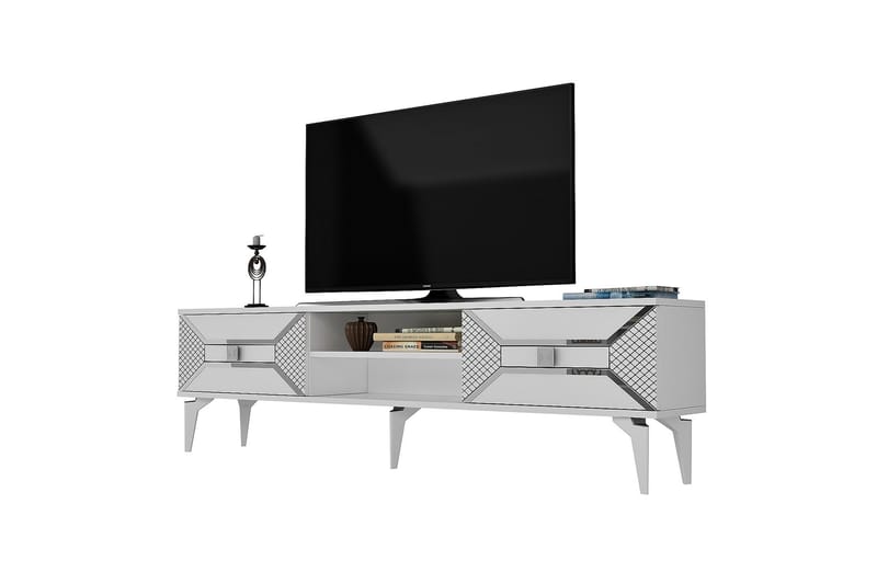 Yumedi Tv-bänk 150 cm - Vit/Silver - Möbler - Tv möbel & mediamöbel - TV bänk & mediabänk