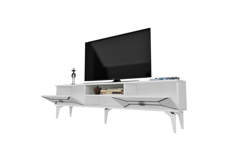 Yumedi Tv-bänk 150 cm - Vit/Silver - Möbler - Tv möbel & mediamöbel - TV bänk & mediabänk