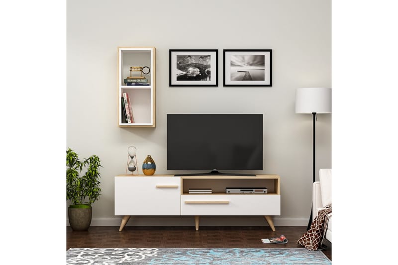 Zera Tv-möbelset 150x35 cm Brun/Vit - Hanah Home - TV-möbelset