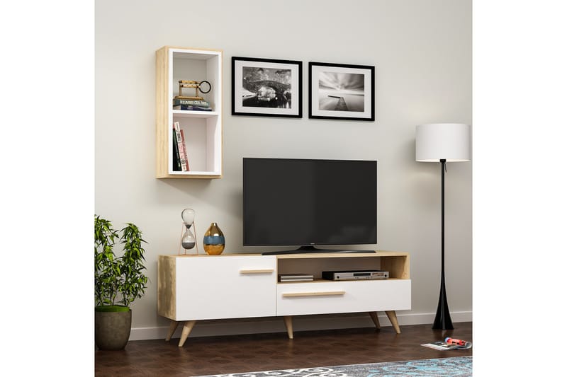 Zera Tv-möbelset 150x35 cm Brun/Vit - Hanah Home - TV-möbelset