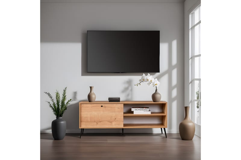 Zevait Tv-bänk 138 cm - Ek/Svart - Möbler - Tv möbel & mediamöbel - TV bänk & mediabänk