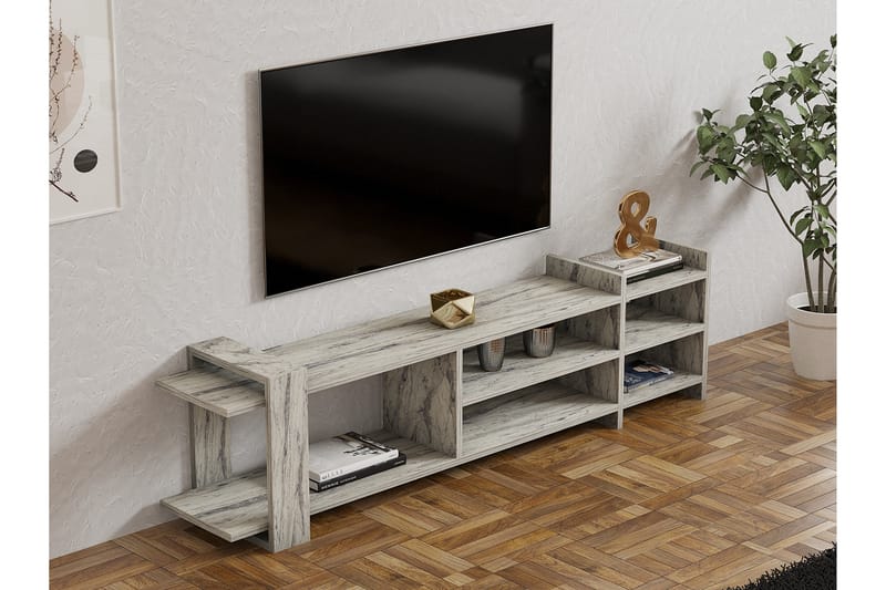 Zeyna Tv-bänk 156 cm - Vit marmor - Möbler - Tv möbel & mediamöbel - TV bänk & mediabänk