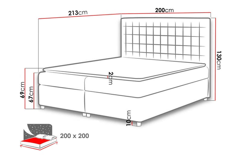 Asti Sängpaket Kontinentalsäng 200x200 cm - Blå - Möbler - Säng - Komplett sängpaket