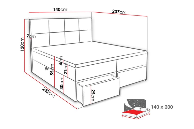 Bodskatan Sängpaket Kontinentalsäng 140x200 cm - Svart - Möbler - Säng - Komplett sängpaket