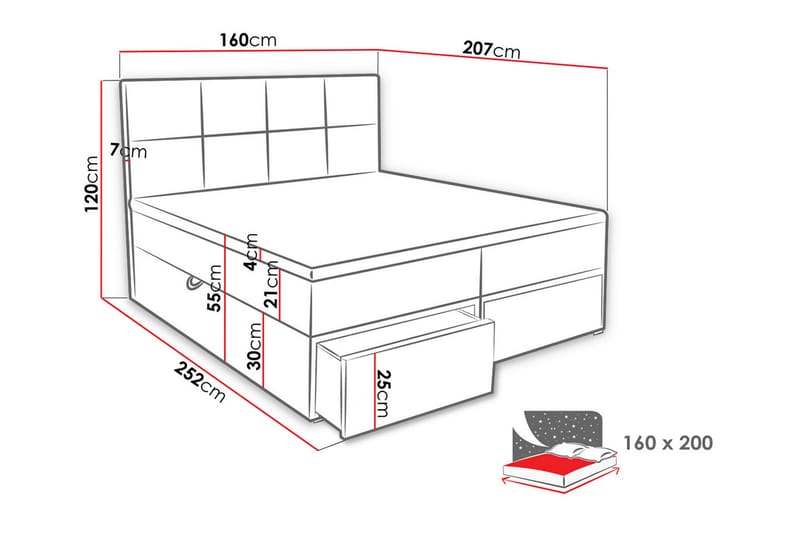 Bodskatan Sängpaket Kontinentalsäng 160x200 cm - Mörkgrå - Möbler - Säng - Komplett sängpaket