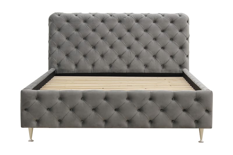 Chesterfield Komplett Sängpaket Sängram med Madrass 120x200 cm - Grå - Möbler - Säng - Komplett sängpaket