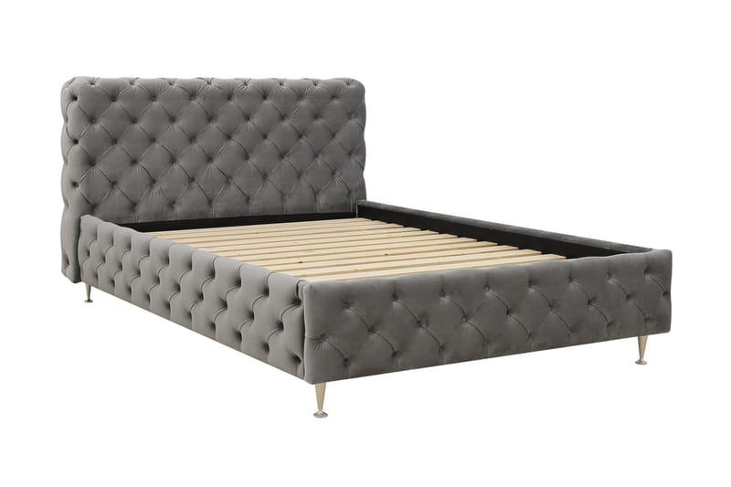 Chesterfield Komplett Sängpaket Sängram med Madrass 120x200 cm - Grå - Möbler - Säng - Komplett sängpaket