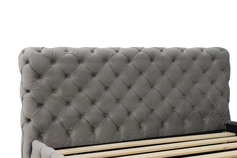 Chesterfield Komplett Sängpaket Sängram med Madrass 160x200 cm - Grå - Möbler - Säng - Komplett sängpaket