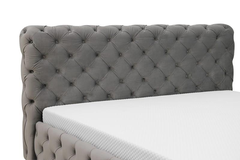 Chesterfield Komplett Sängpaket Sängram med Madrass 160x200 cm - Grå - Möbler - Säng - Komplett sängpaket