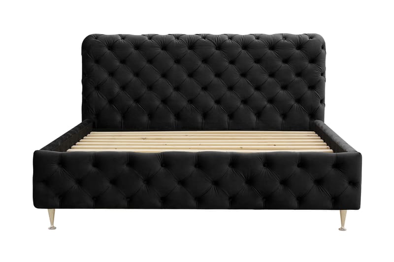 Chesterfield Komplett Sängpaket Sängram med Madrass 160x200 cm - Svart - Möbler - Säng - Komplett sängpaket