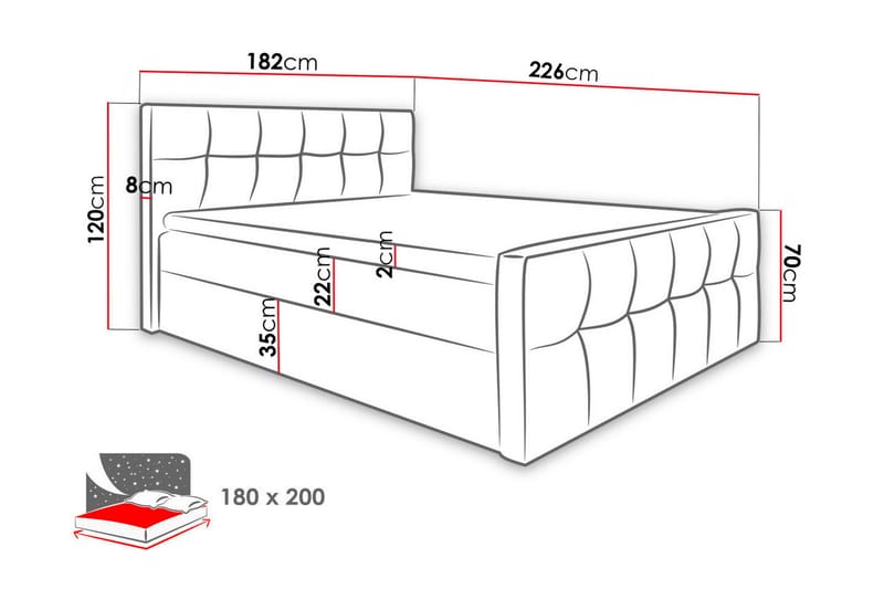 Doncaster Sängpaket Kontinentalsäng 180x200 cm - Röd - Möbler - Säng - Komplett sängpaket