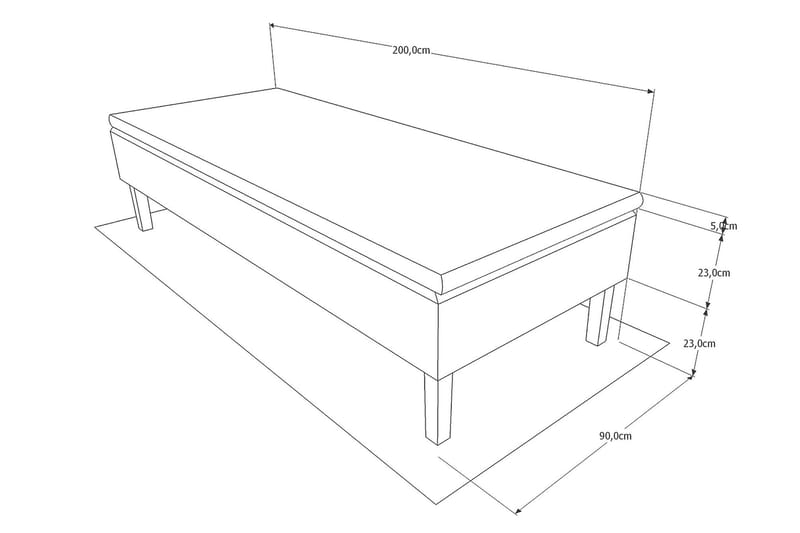 Viken Bas Ramsäng 90x200 cm - Beige/Vit - Enkelsäng - Ramsäng