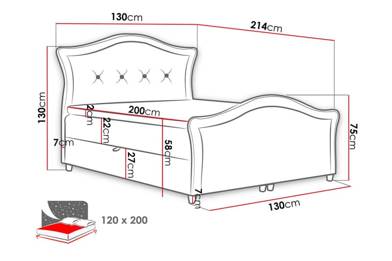 Hestra Lux Sängpaket Kontinentalsäng 120x200 cm - Blå - Möbler - Säng - Komplett sängpaket